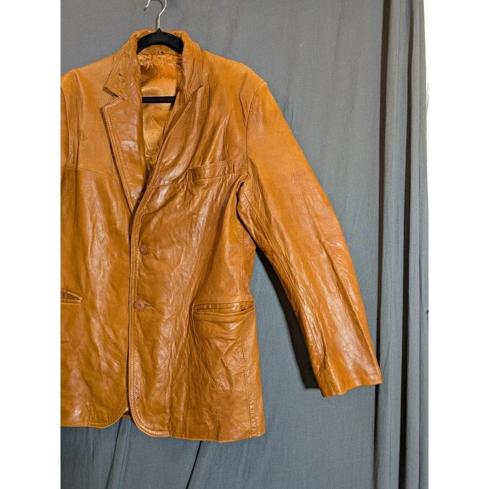 London Fog  Brown Leather Blazer Men's Size‎ 42 Reg